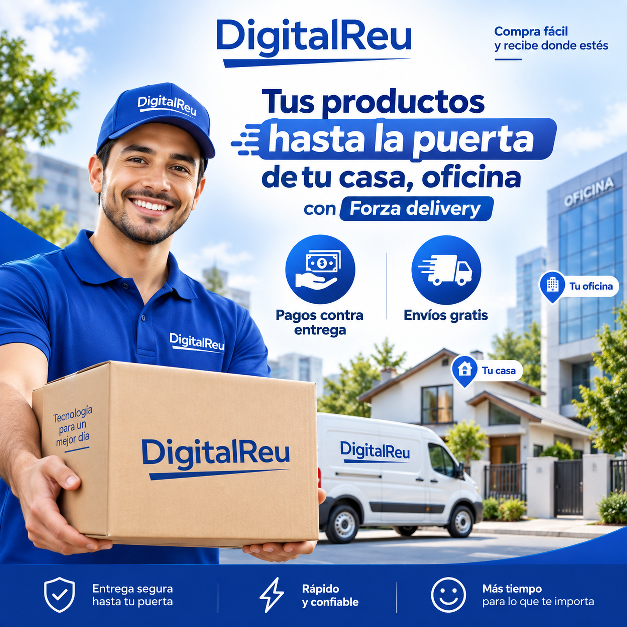 DigitalReu: tus productos hasta la puerta de tu casa u oficina con Forza delivery. Pagos contra entrega y envíos gratis. Entrega segura, rápida y confiable.