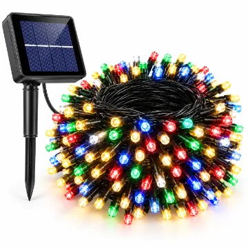 Luces Navideñas LED Multicolor con Panel Solar para Exterior e Interior