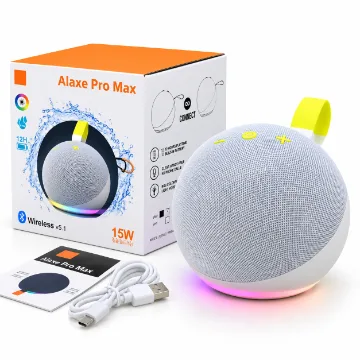 Bocina Bluetooth Alaxe Pro Max 15W con Luces RGB, Recargable y Portátil