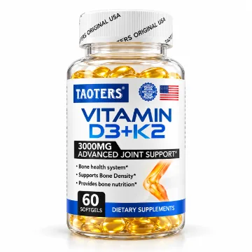 TAOTERS Vitamin D3 + K2 3000MG, 60 Softgels, Suplemento para Apoyo Óseo y Articular
