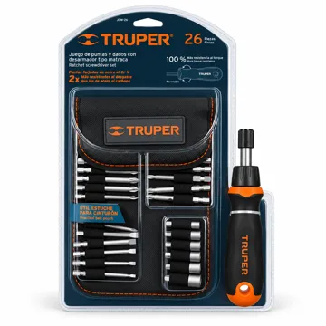 Juego de puntas y dados con desarmador tipo matraca Truper JOM-26 · 26 piezas — imagen 1